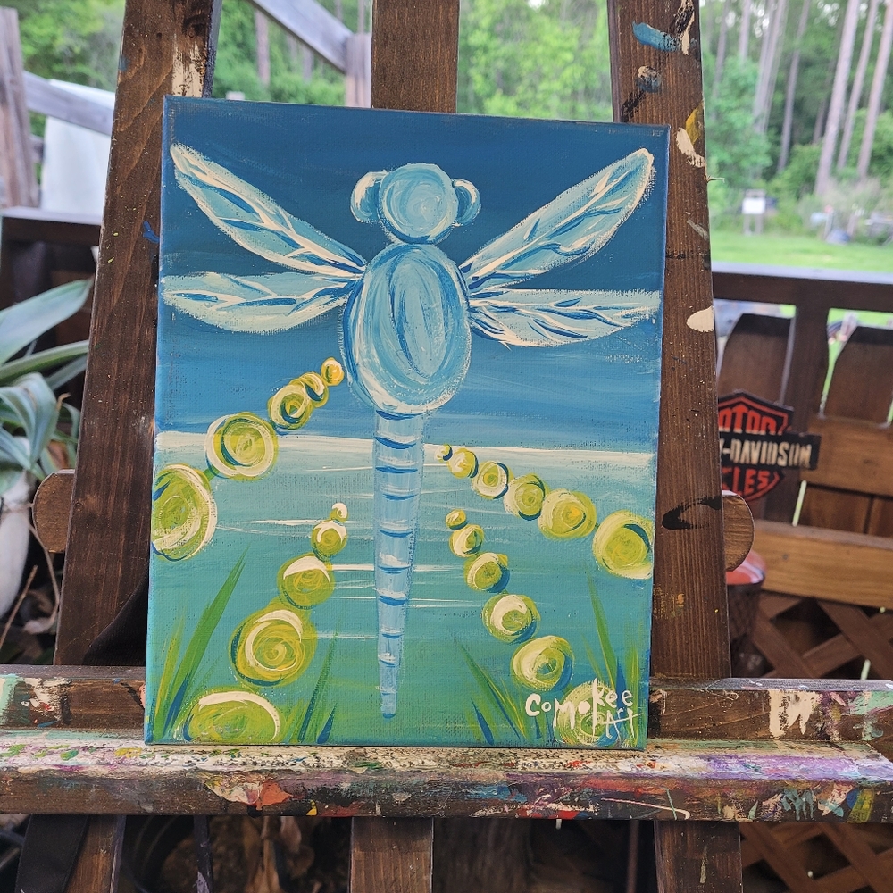 Nesting Dragonfly original painting